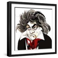 German composer Ludwig van Beethoven; caricature-Neale Osborne-Framed Giclee Print