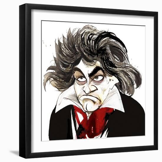 German composer Ludwig van Beethoven; caricature-Neale Osborne-Framed Giclee Print