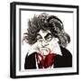 German composer Ludwig van Beethoven; caricature-Neale Osborne-Framed Giclee Print