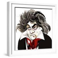 German composer Ludwig van Beethoven; caricature-Neale Osborne-Framed Giclee Print