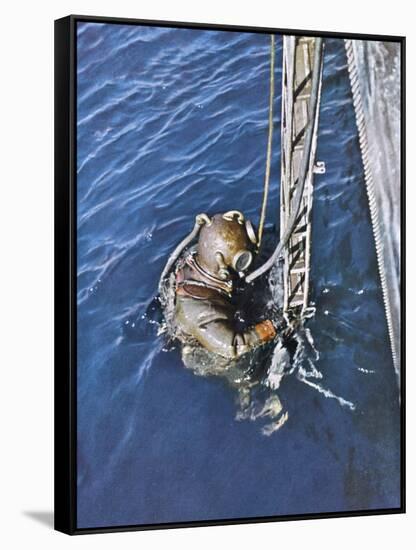 German Diver Goes Down-null-Framed Stretched Canvas