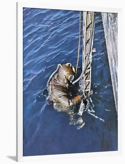 German Diver Goes Down-null-Framed Photographic Print