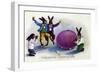 German Easter Greetings Card With Rabbits & Egg-null-Framed Art Print