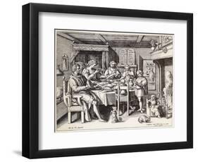 German Family at Table-Crispin De Passe-Framed Art Print