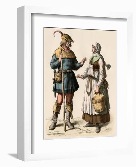 German Farmer and His Wife, 1500s-null-Framed Giclee Print