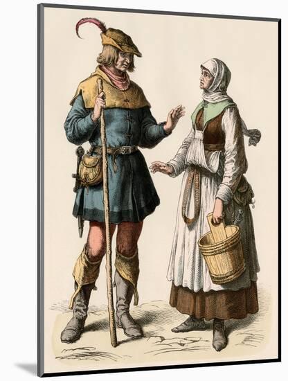 German Farmer and His Wife, 1500s-null-Mounted Giclee Print