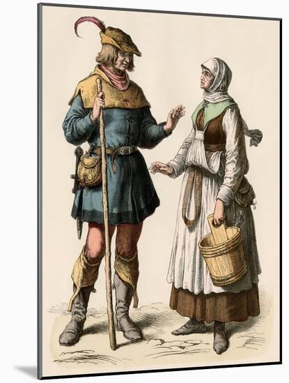 German Farmer and His Wife, 1500s-null-Mounted Giclee Print