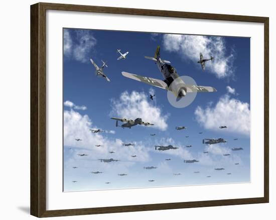 German Focke-Wulf 190 Fighter Aircraft Attack British Lancaster Bombers-Stocktrek Images-Framed Photographic Print