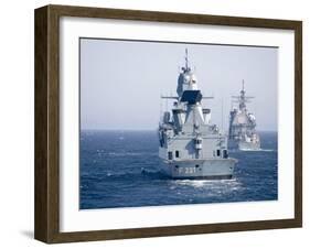 German Frigate FFG Hessen And USS Normandy Off the Coast of Scotland-Stocktrek Images-Framed Premium Photographic Print