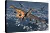 German Fw-190 Fighter Planes Attacking a British Lancaster Bomber Plane-Stocktrek Images-Stretched Canvas