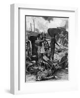 German Gun Crew Surrender to a Tank at Messines, WW1-Ernest Prater-Framed Art Print