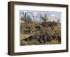 German Horse Artillery Moves Guns to New Positions Supported by Infantry-O. Merte-Framed Art Print