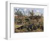 German Horse Artillery Moves Guns to New Positions Supported by Infantry-O. Merte-Framed Art Print
