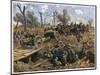 German Horse Artillery Moves Guns to New Positions Supported by Infantry-O. Merte-Mounted Art Print