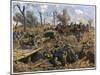 German Horse Artillery Moves Guns to New Positions Supported by Infantry-O. Merte-Mounted Art Print