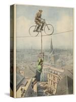 German Husband and Wife Team Perform a Dramatic Tightrope Cycling Act-Achille Beltrame-Stretched Canvas