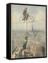 German Husband and Wife Team Perform a Dramatic Tightrope Cycling Act-Achille Beltrame-Framed Stretched Canvas