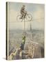 German Husband and Wife Team Perform a Dramatic Tightrope Cycling Act-Achille Beltrame-Stretched Canvas