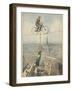 German Husband and Wife Team Perform a Dramatic Tightrope Cycling Act-Achille Beltrame-Framed Photographic Print