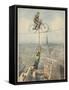 German Husband and Wife Team Perform a Dramatic Tightrope Cycling Act-Achille Beltrame-Framed Stretched Canvas