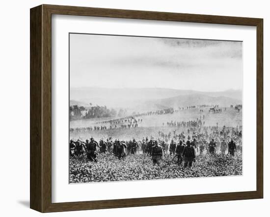 German Infantry Crossing a Field During World War I-Robert Hunt-Framed Photographic Print