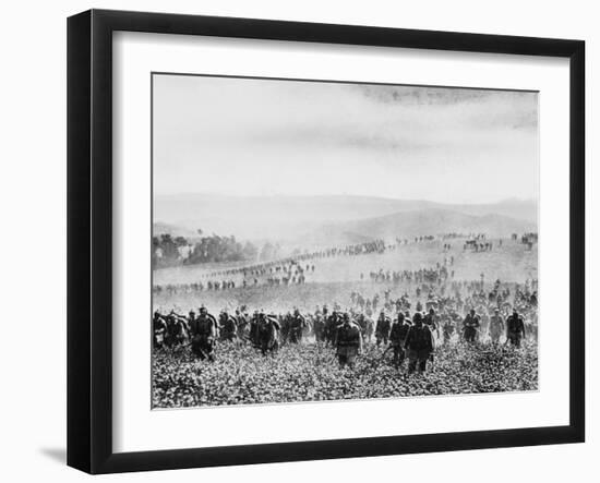 German Infantry Crossing a Field During World War I-Robert Hunt-Framed Photographic Print