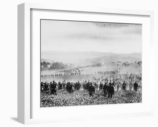 German Infantry Crossing a Field During World War I-Robert Hunt-Framed Photographic Print