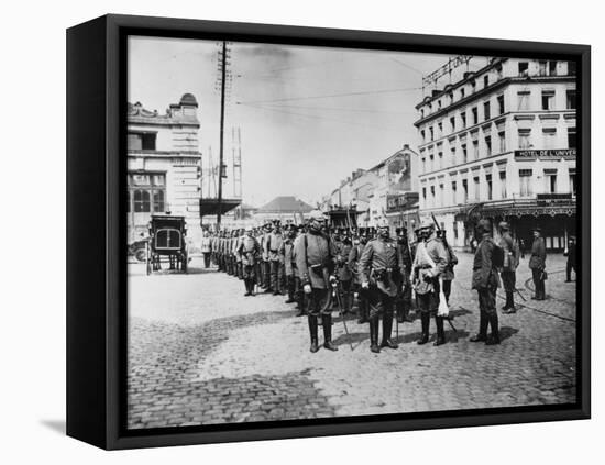 German Infantry Entering Liege During World War I-Robert Hunt-Framed Stretched Canvas
