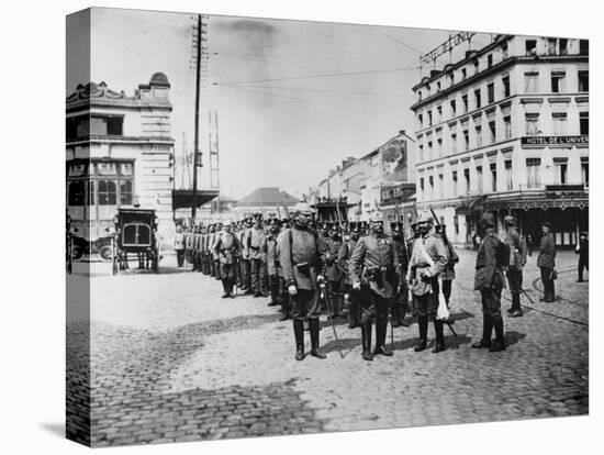 German Infantry Entering Liege During World War I-Robert Hunt-Stretched Canvas