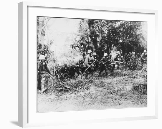 German Infantry in Gas Masks WWI-Robert Hunt-Framed Photographic Print