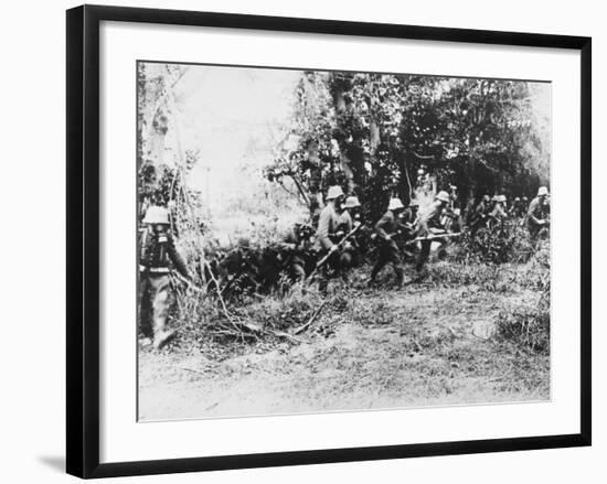 German Infantry in Gas Masks WWI-Robert Hunt-Framed Photographic Print