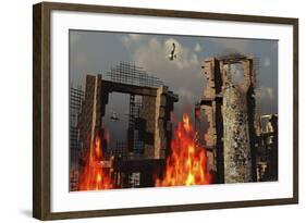 German Ju 87 Stuka Dive Bombers Attacking a City During World War Ii-Stocktrek Images-Framed Art Print