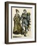 German Knight and Lady-null-Framed Art Print