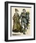 German Knight and Lady-null-Framed Art Print