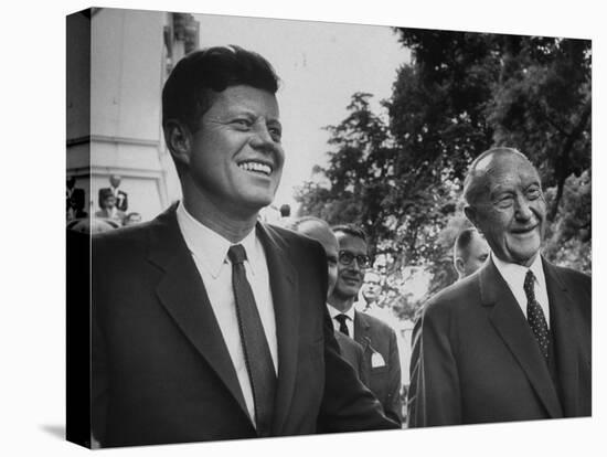 German Konrad Adenauer, with Guest President John F. Kennedy-John Dominis-Stretched Canvas