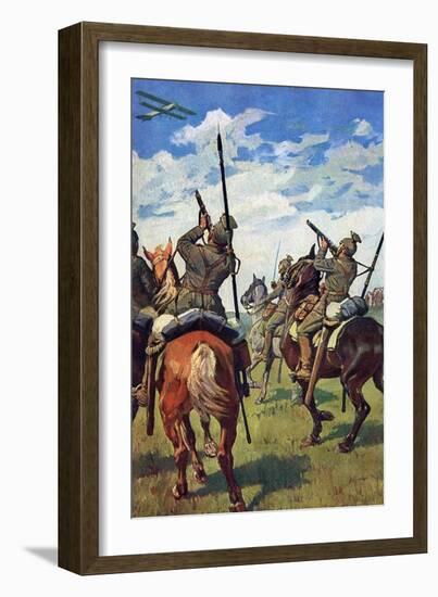 German Lancers Shooting at an Enemy Aircraft, 1915-null-Framed Giclee Print