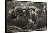 German Machine-Gun Crew Ready and Waiting-Unsere Wehrmacht-Framed Stretched Canvas