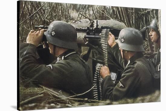 German Machine-Gun Crew Ready and Waiting-Unsere Wehrmacht-Stretched Canvas