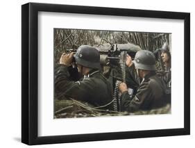 German Machine-Gun Crew Ready and Waiting-Unsere Wehrmacht-Framed Photographic Print