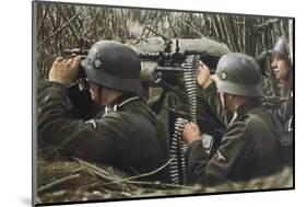 German Machine-Gun Crew Ready and Waiting-Unsere Wehrmacht-Mounted Photographic Print