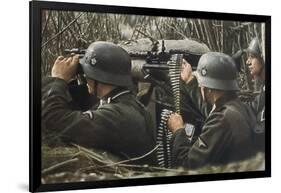 German Machine-Gun Crew Ready and Waiting-Unsere Wehrmacht-Framed Photographic Print