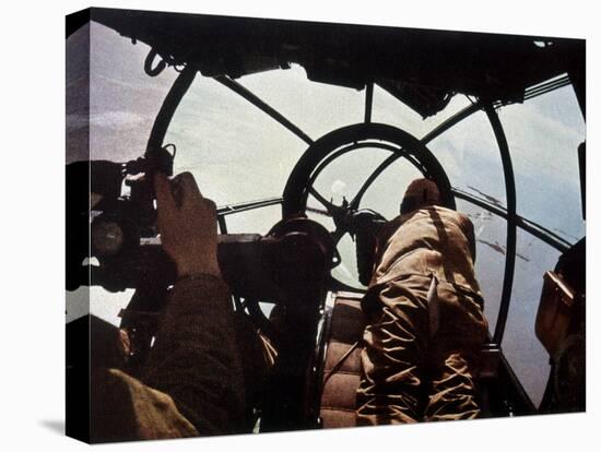 German Machine-Gunner in the Cockpit of a Bomber, Probably a Heinkel He-111-Unsere Wehrmacht-Stretched Canvas