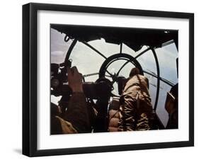 German Machine-Gunner in the Cockpit of a Bomber, Probably a Heinkel He-111-Unsere Wehrmacht-Framed Photographic Print