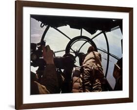 German Machine-Gunner in the Cockpit of a Bomber, Probably a Heinkel He-111-Unsere Wehrmacht-Framed Photographic Print