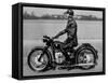 German Made BMW Motorcycle with a Rider Dressed in Black Leather-Ralph Crane-Framed Stretched Canvas