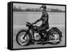 German Made BMW Motorcycle with a Rider Dressed in Black Leather-Ralph Crane-Framed Stretched Canvas