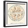 German Map of the World Showing Various Cities Rivers and Seas-null-Framed Art Print