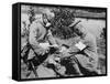 German Medics Using an Oxygen Machine on the Western Front During World War I-Robert Hunt-Framed Stretched Canvas