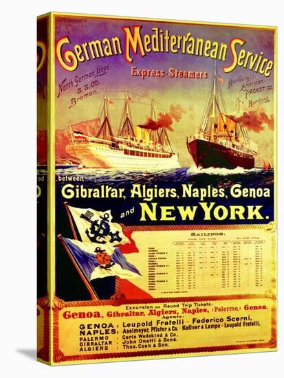 German Mediterranean Line', Poster Advertising the North German Lloyd and Hamburg Line, 1903-null-Stretched Canvas