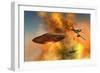 German Messerschmitt 262 Jetfighter Planes Chasing a Ufo-null-Framed Art Print